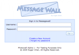 The login screen for Message Wall.