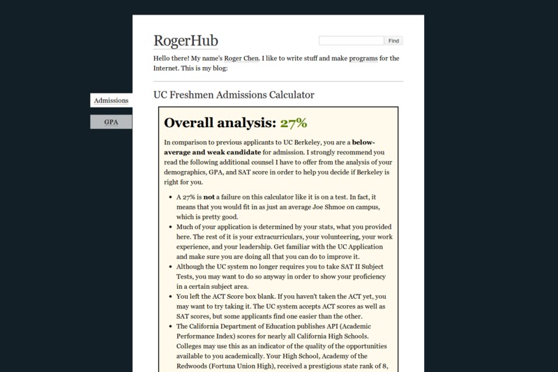 UC Freshmen Admissions Calculator - RogerHub